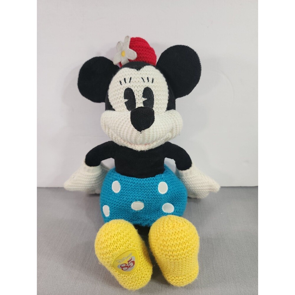 Disney Parks Minnie Mouse 85th Anniversary Knit Plush Doll 19” Blue Polka Dot...